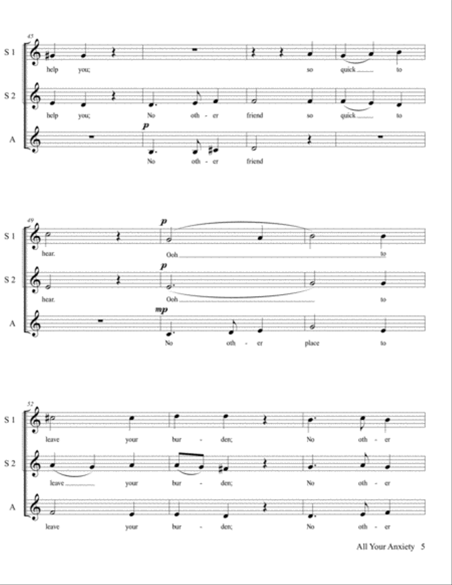 All Your Anxiety - SSA A Cappella SSA scores gallery preview page 6