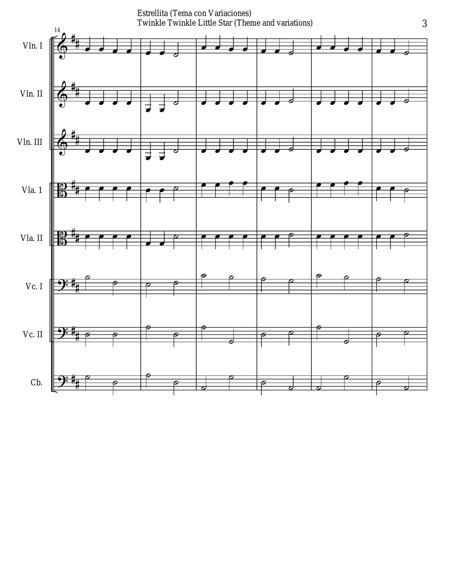 Twinkle Twinkle Little Star (Theme and Variations) For String Orchestra String Orchestra scores gallery preview page 3