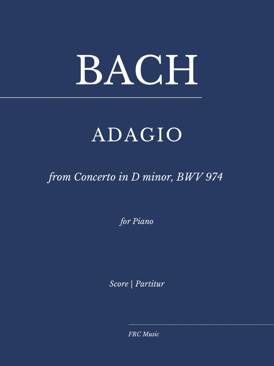 Bach: Adagio from Concerto in D minor, BWV 974 (Concerto d'après Marcello in D Minor) for Piano Solo Piano Solo scores gallery preview page 1