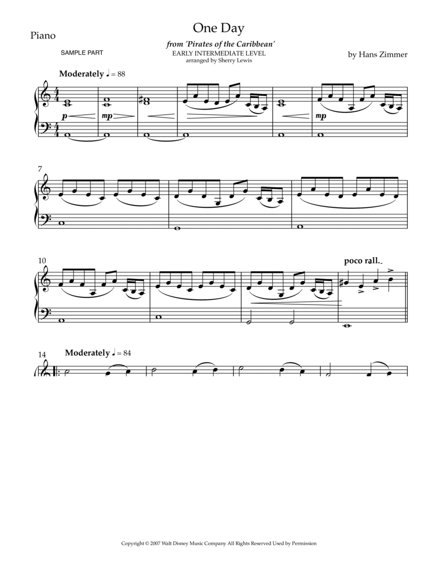 One Day Piano Solo scores gallery preview page 1