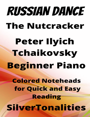 Russian Dance Nutcracker Suite Beginner Piano Sheet Music with Colored Notation