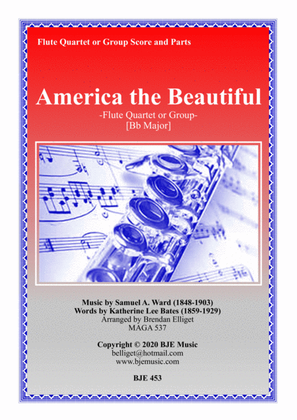 Book cover for America the Beautiful - Flute Quartet or Group Score and Parts