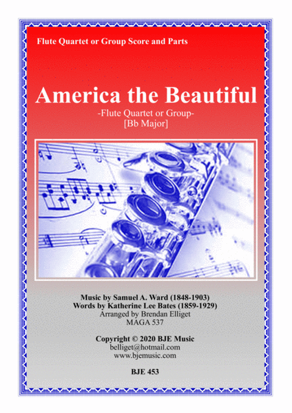 America the Beautiful - Flute Quartet or Group Score and Parts image number null