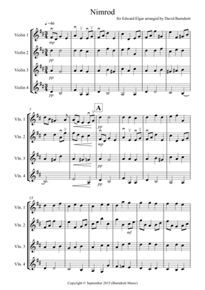 Nimrod (from the Enigma Variations) for Violin Quartet