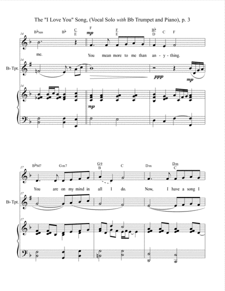 The "I LOVE YOU" Song - (for Solo Voice with Bb Trumpet and Piano) Lead Sheet & Bb Trumpet part inc image number null