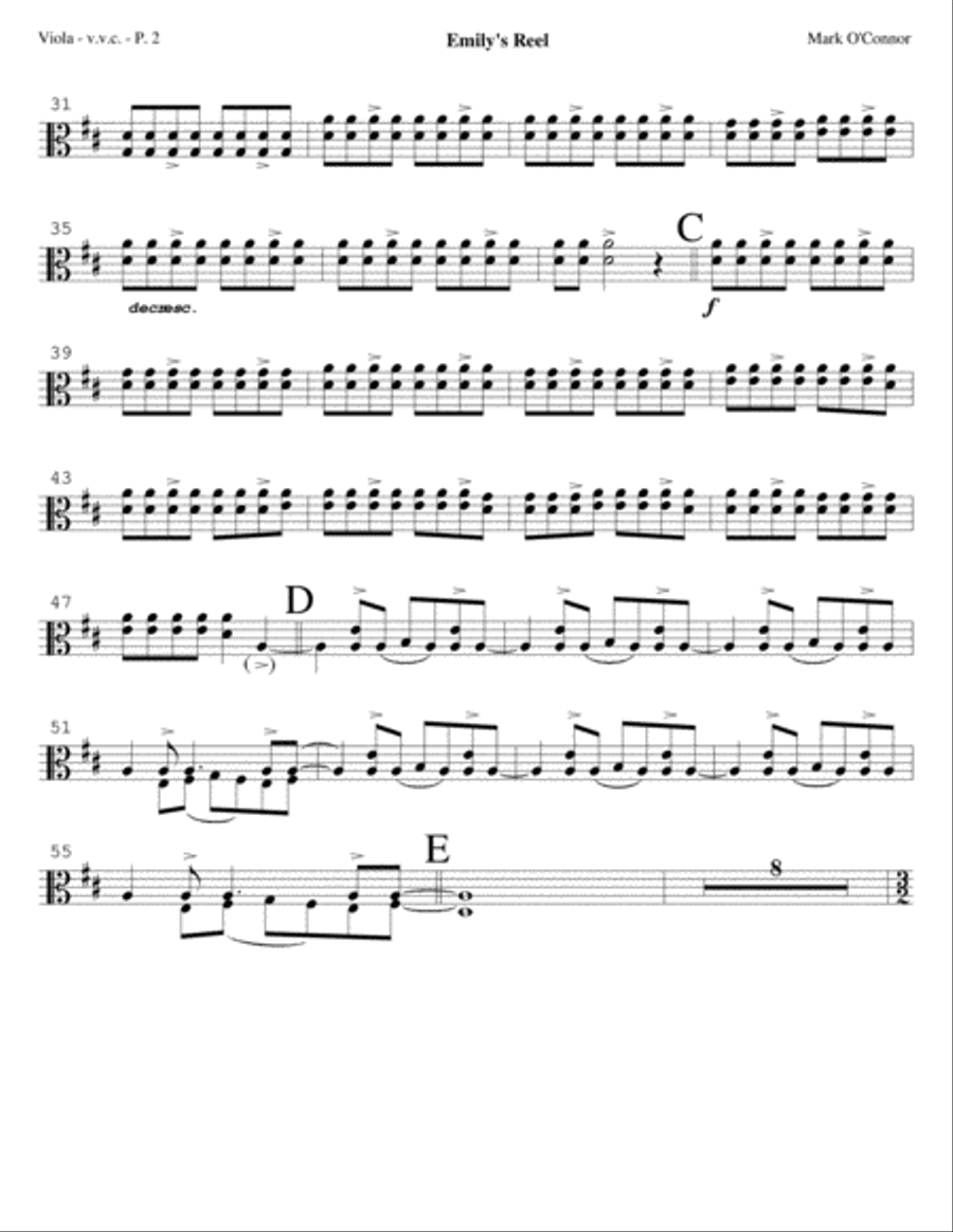 Emily's Reel (viola part - vln, vla, cel) String Trio scores gallery preview page 4