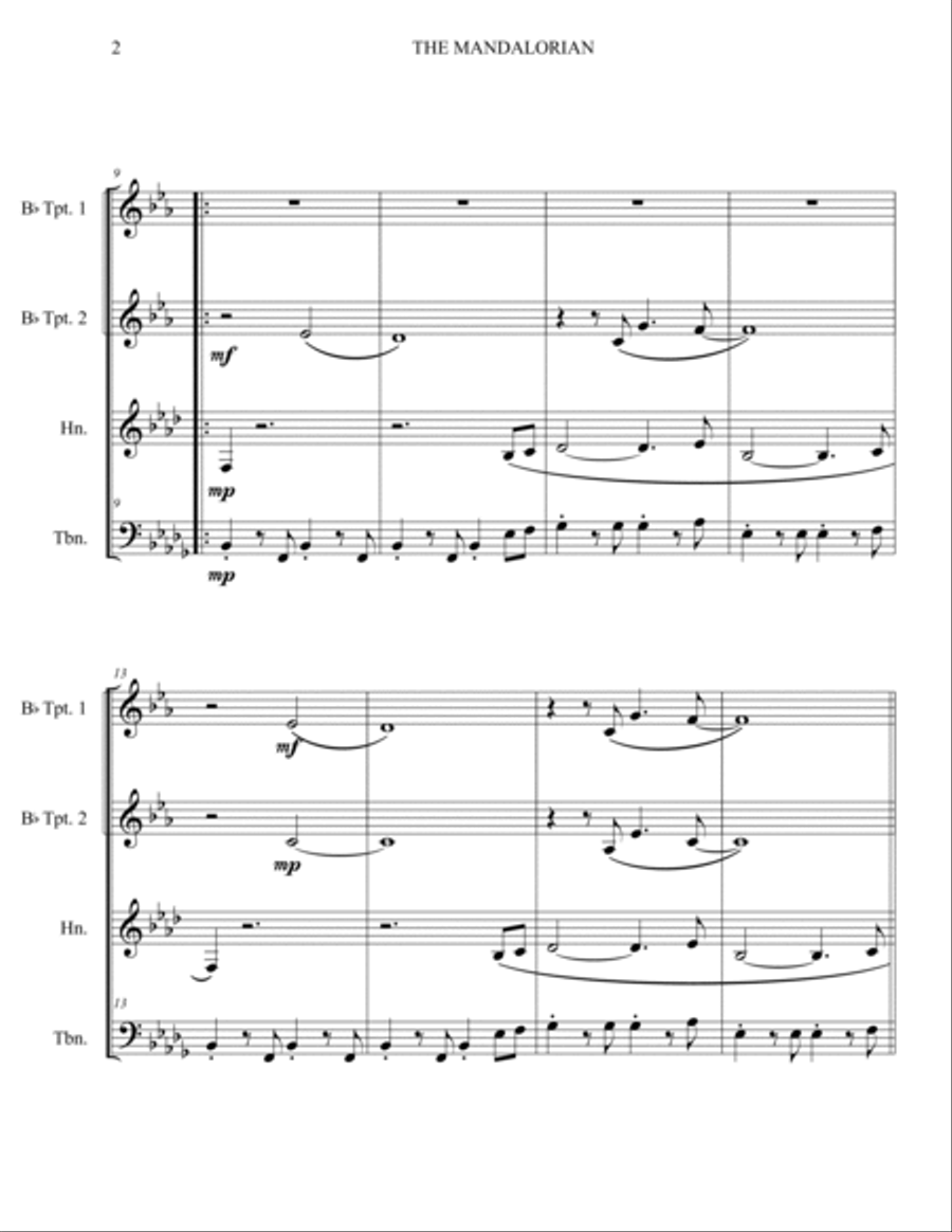 The Mandalorian Brass Quartet scores gallery preview page 2
