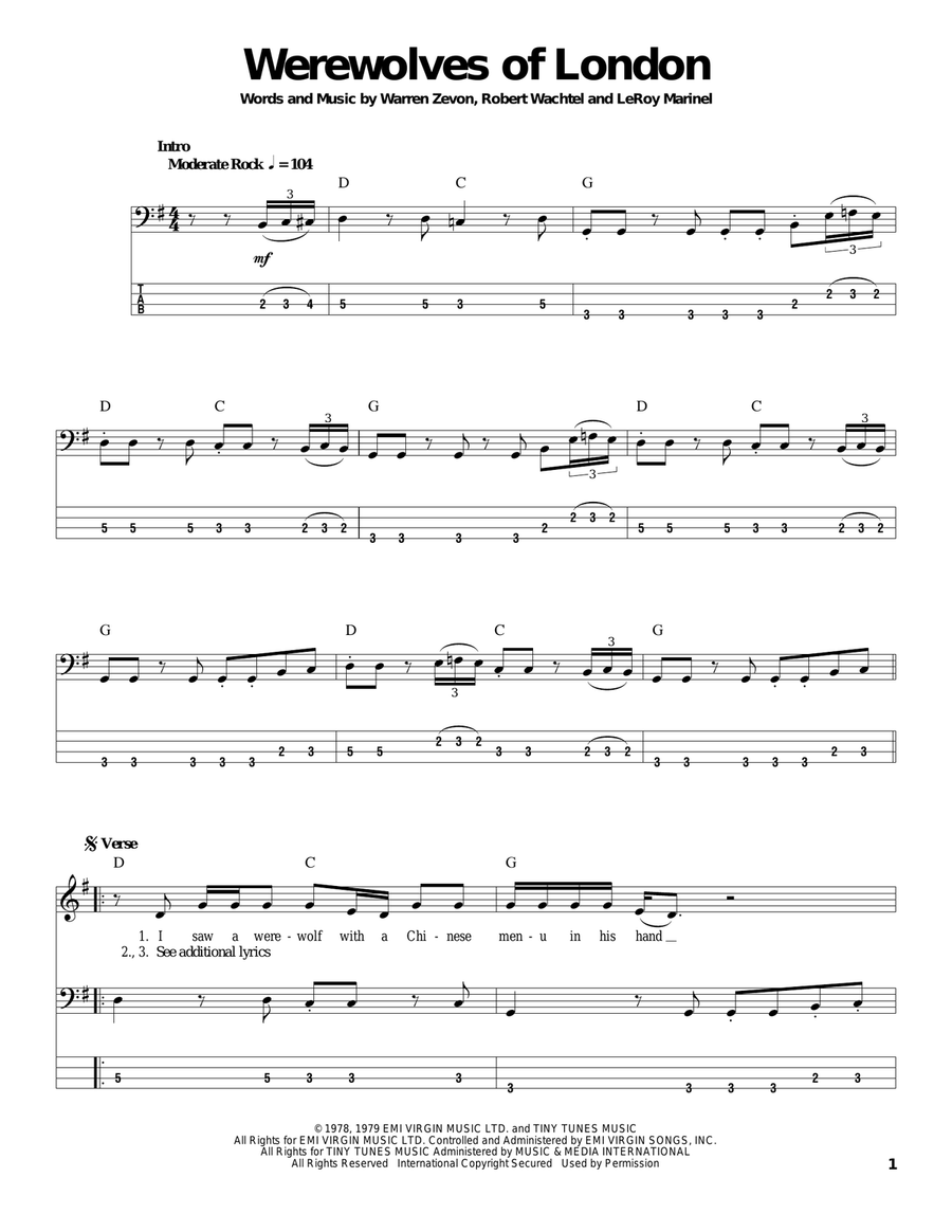 Werewolves Of London Werewolves Of London Acoustic Guitar scores gallery preview page 1