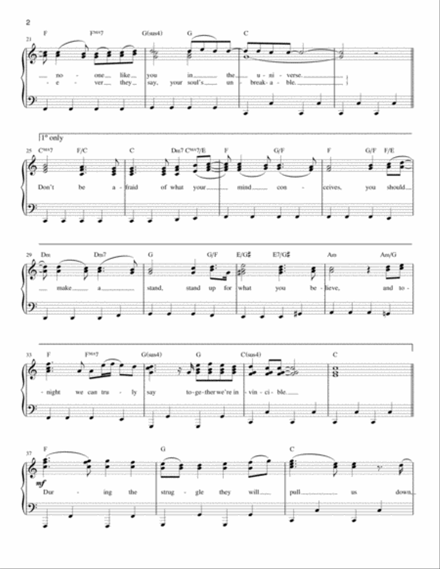 Invincible Easy Piano scores gallery preview page 2