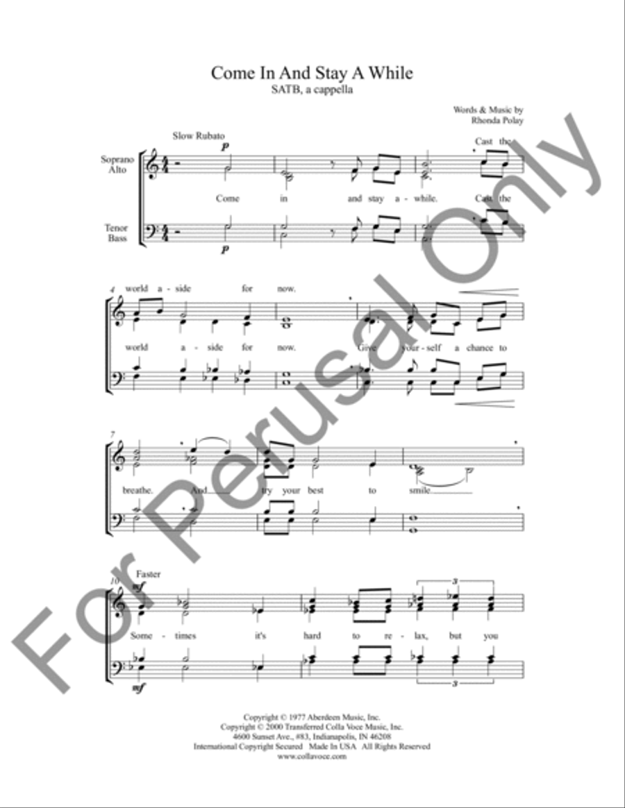 Come In And Stay Awhile 4-Part scores gallery preview page 2