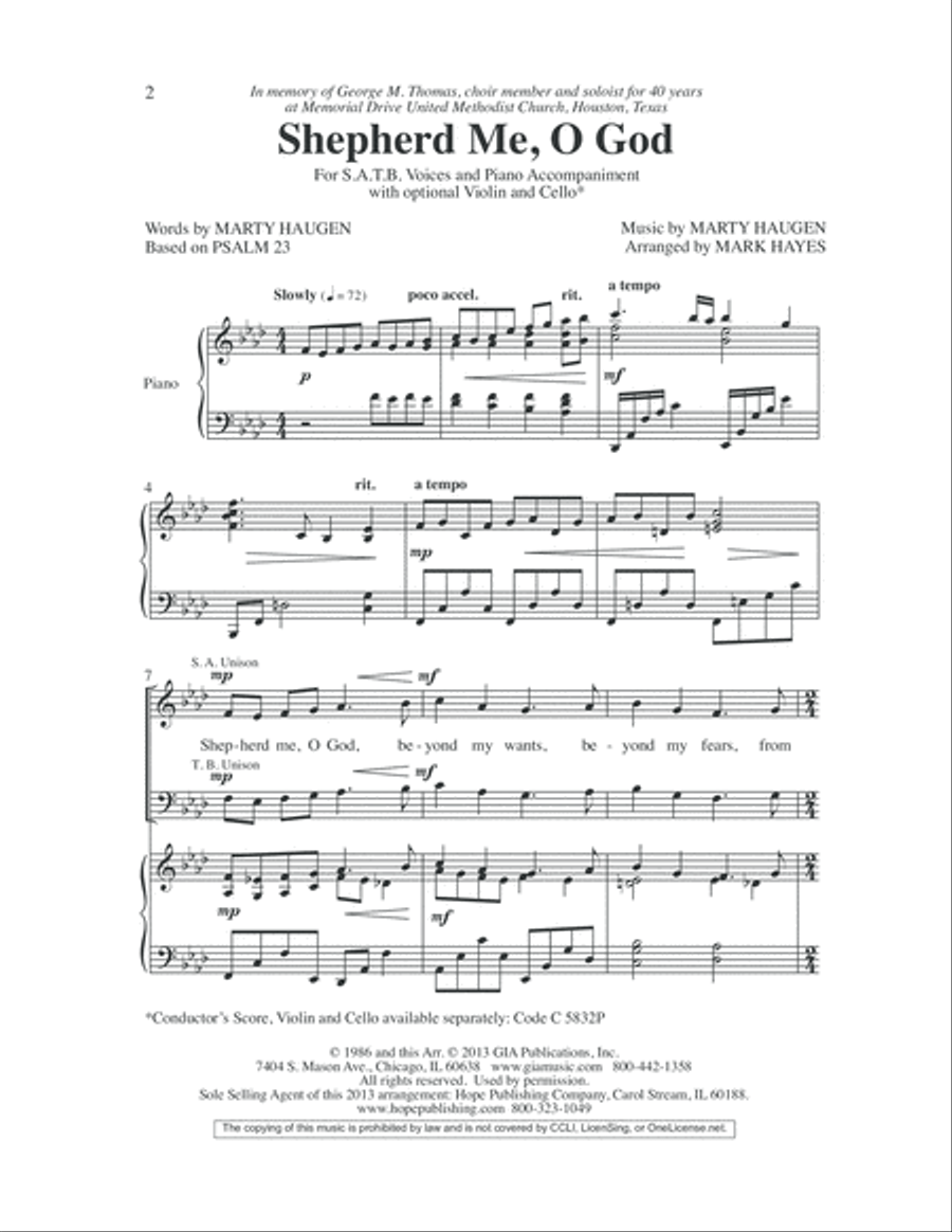 Shepherd Me, O God 4-Part scores gallery preview page 3