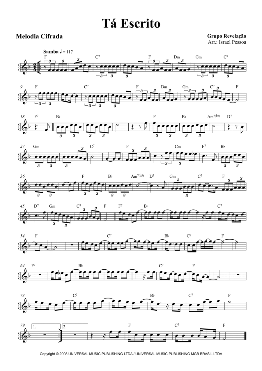 Ta Escrito Piano, Vocal, Guitar scores gallery preview page 1
