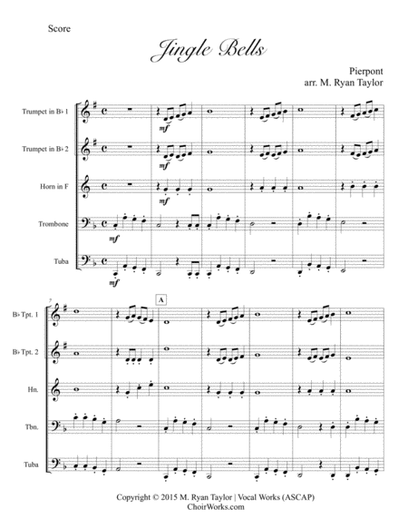 Jingle Bells for Brass Quintet : Score & Parts image number null