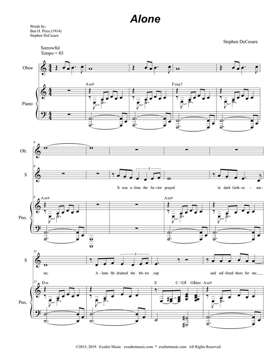 Alone (2-part choir - (Soprano and Tenor) 2-Part scores gallery preview page 1