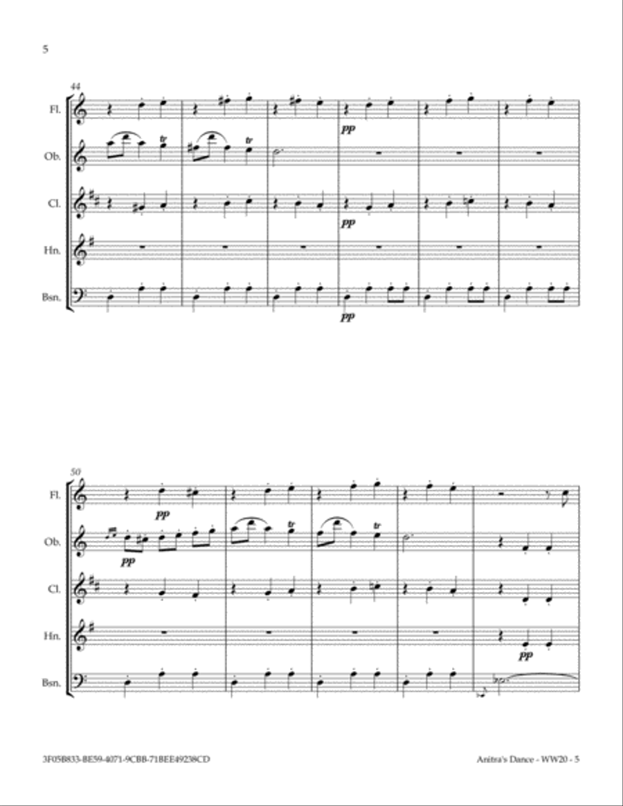 Anitra's Dance from Peer Gynt Suite Woodwind Quintet scores gallery preview page 6