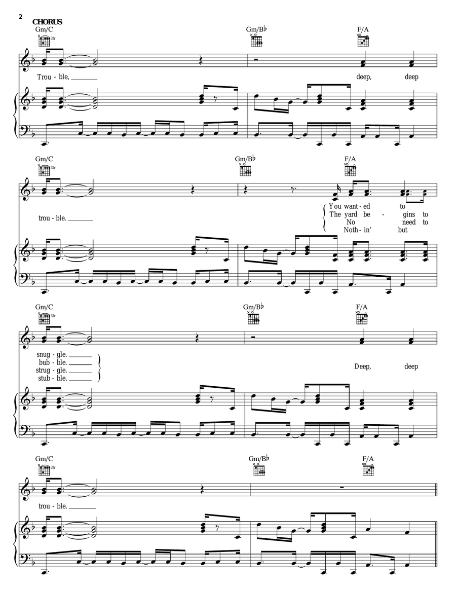 Deep, Deep Trouble Piano, Vocal, Guitar scores gallery preview page 2