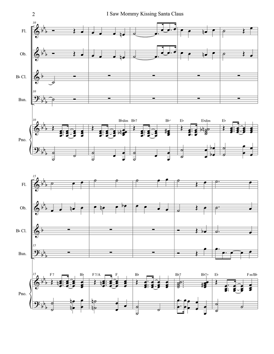 I Saw Mommy Kissing Santa Claus Woodwind Quartet scores gallery preview page 2