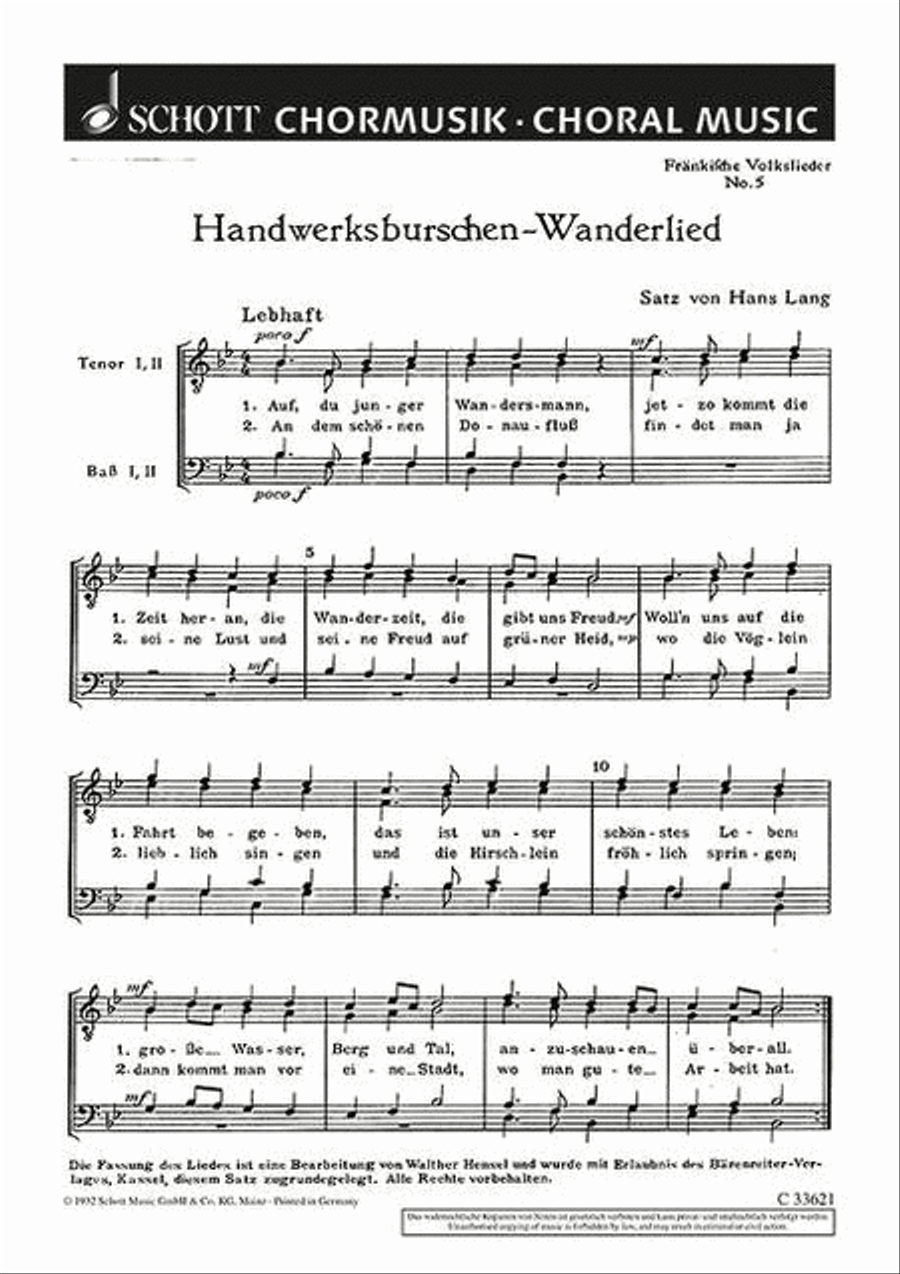 Fränkische Volkslieder TTBB scores gallery preview page 1