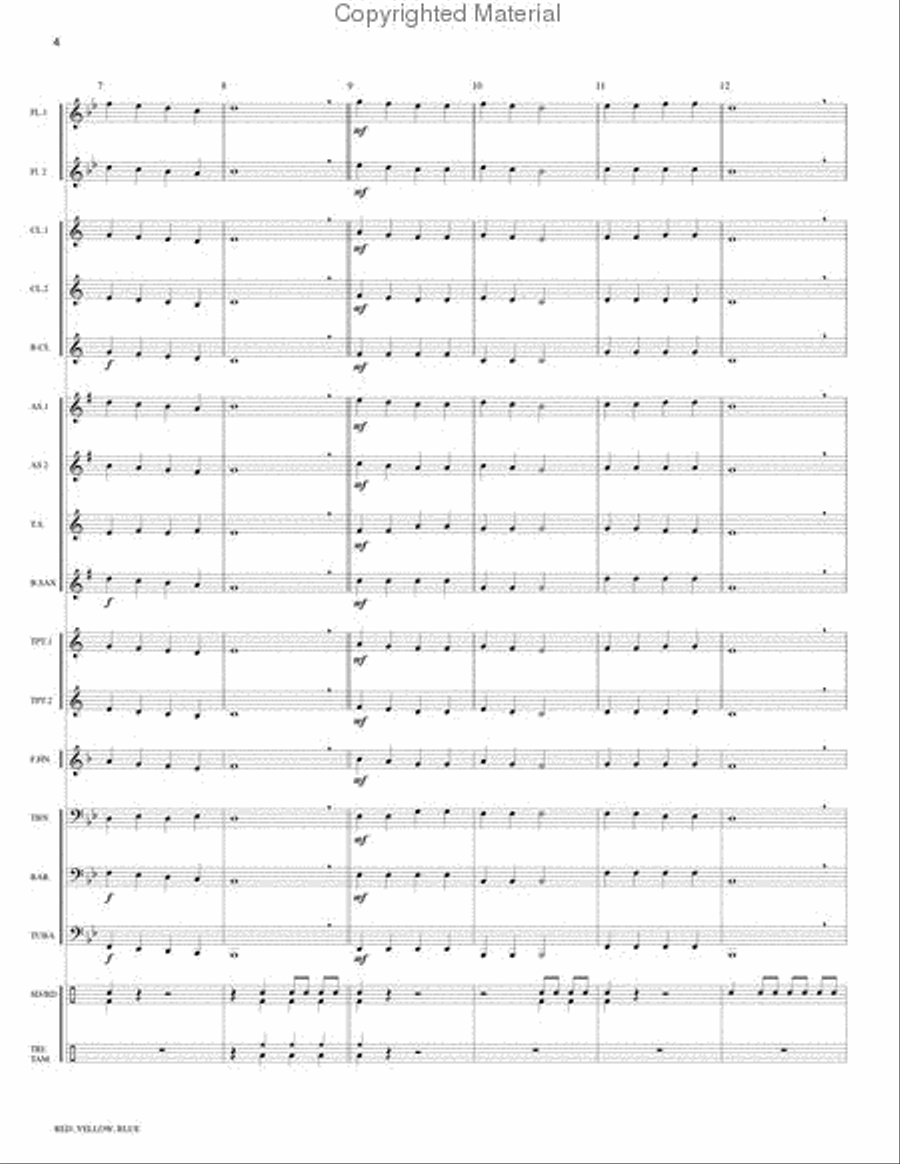 Red, Yellow, Blue Concert Band scores gallery preview page 4