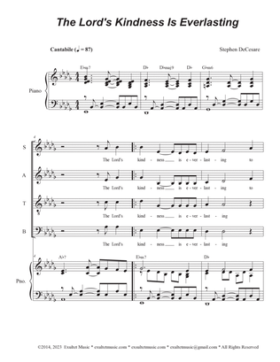 The Lord's Kindness Is Everlasting (Vocal Quartet - (SATB)