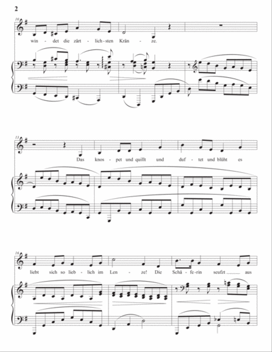 BRAHMS: Es liebt sich so lieblich im Lenze! Op. 71 no. 1 (transposed to G major) Voice scores gallery preview page 3