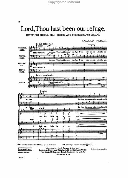 Lord Thou Hast Been Our Refuge Organ Or Orchestra Reduction