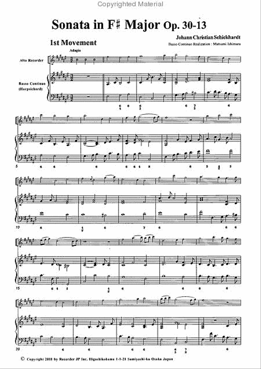 Sonata in F-sharp Major, Op. 30-13 Alto Recorder scores gallery preview page 3