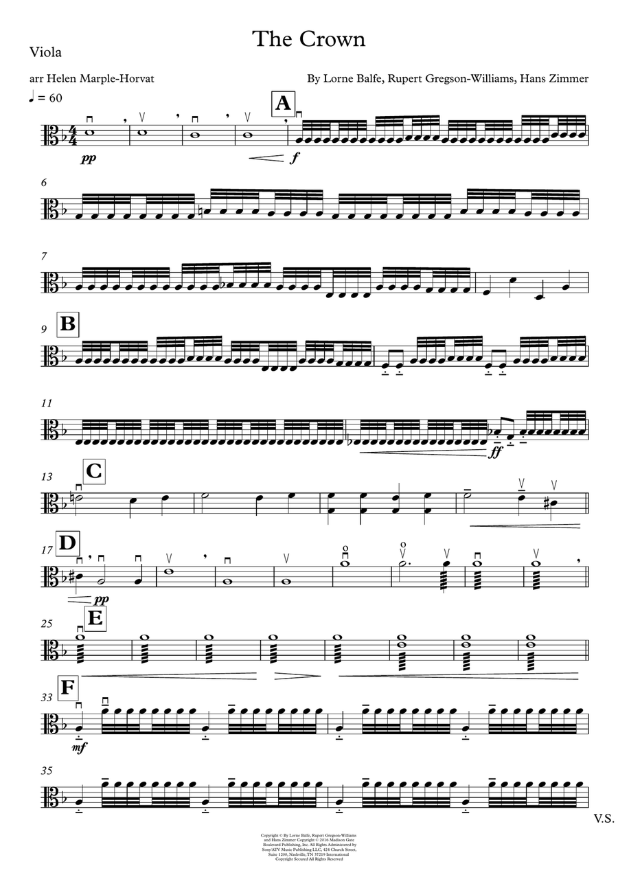 The Crown Main Theme String Quartet scores gallery preview page 6
