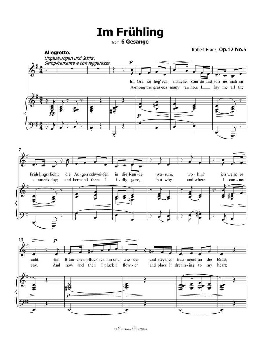 Im Fruhling, by Robert Franz, in G Major Voice scores gallery preview page 3