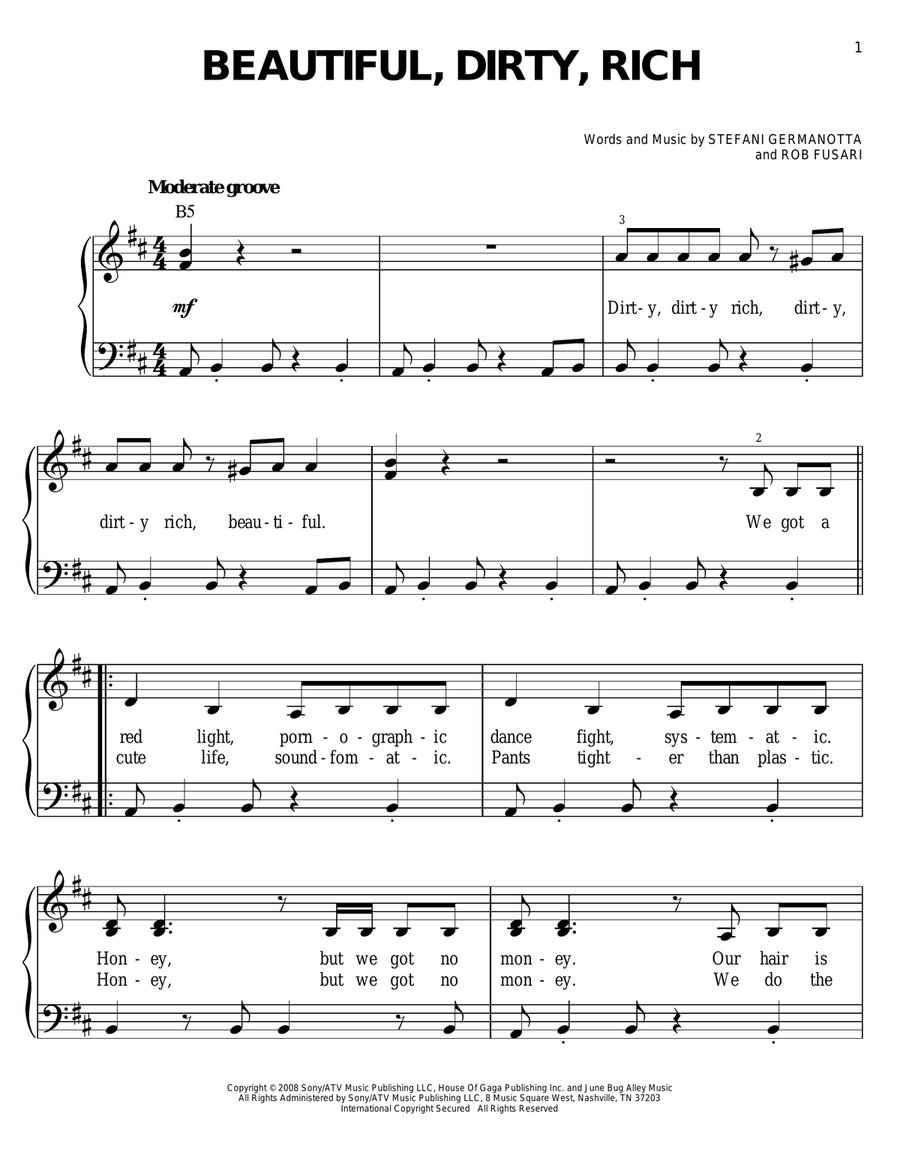 Beautiful, Dirty, Rich Beautiful, Dirty, Rich Voice scores gallery preview page 1