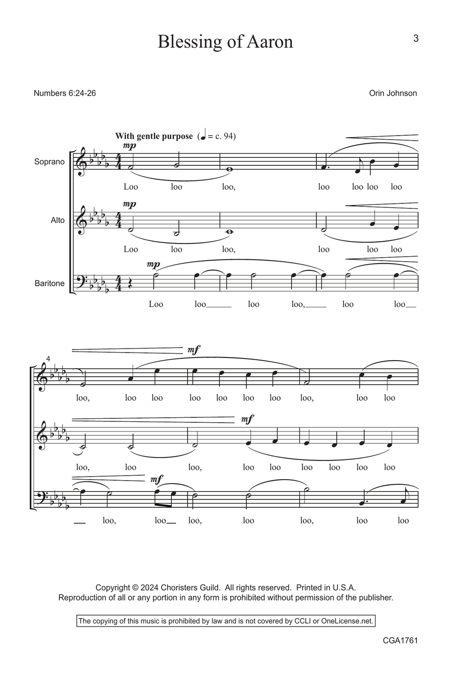 Blessing of Aaron Blessing of Aaron 3-Part scores gallery preview page 3