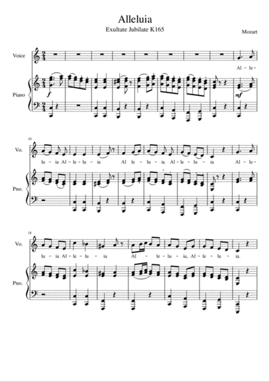 Alleluia from Exultate Jubilate - C Major Voice Solo scores gallery preview page 2