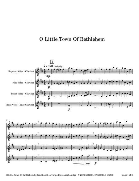 O Little Town Of Bethlehem for Clarinet Quartet in Schools image number null