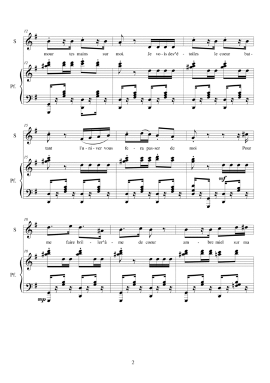 Quatre Chansons lyriques pour Soprano et piano Voice scores gallery preview page 2