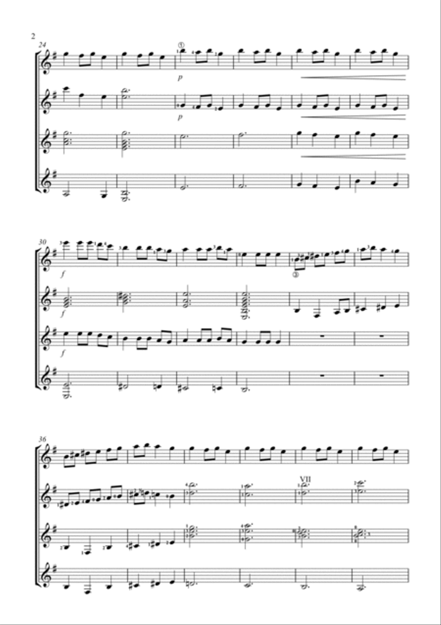 Carol of the Bells Guitar Ensemble scores gallery preview page 3