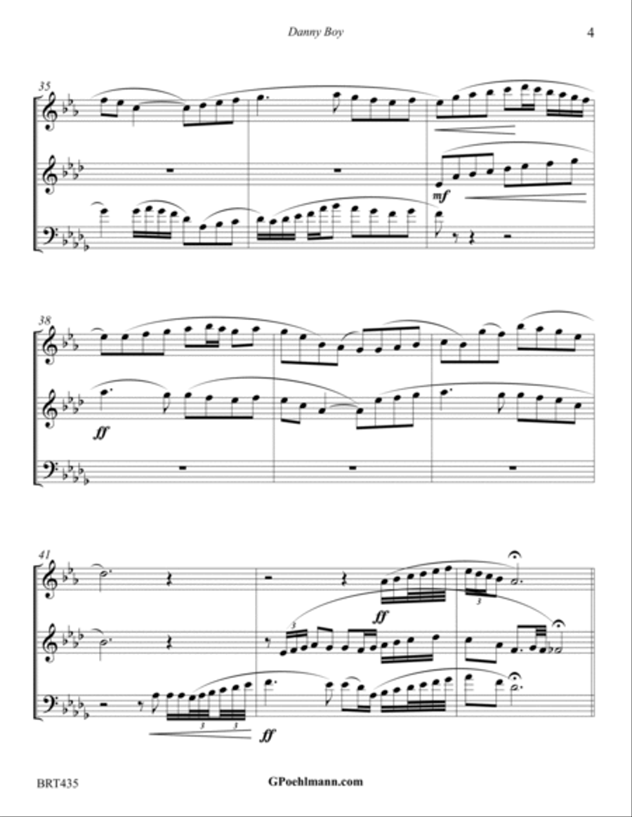 DANNY BOY - BRASS TRIO (Trombone Feature) - unaccompanied Trombone Trio scores gallery preview page 4