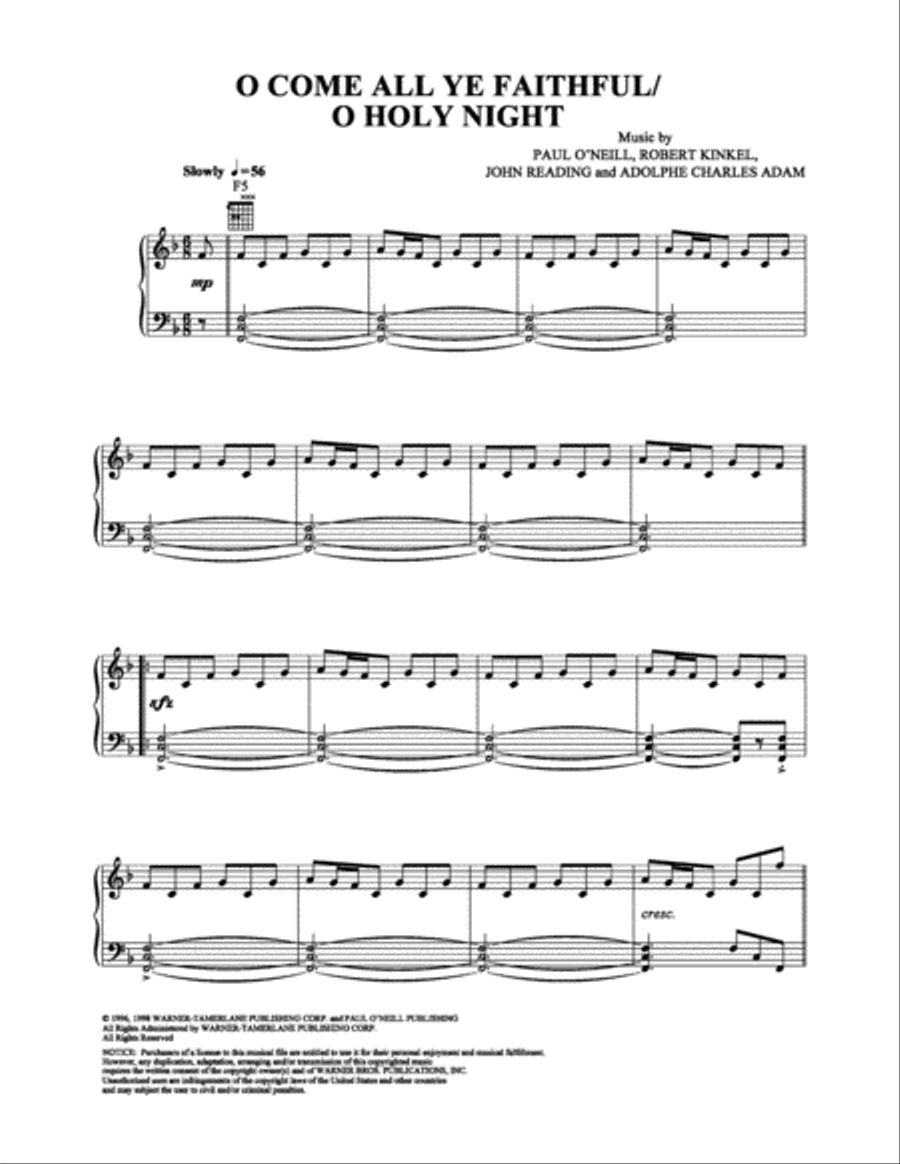 O Come, All Ye Faithful/O Holy Night Piano Solo scores gallery preview page 1
