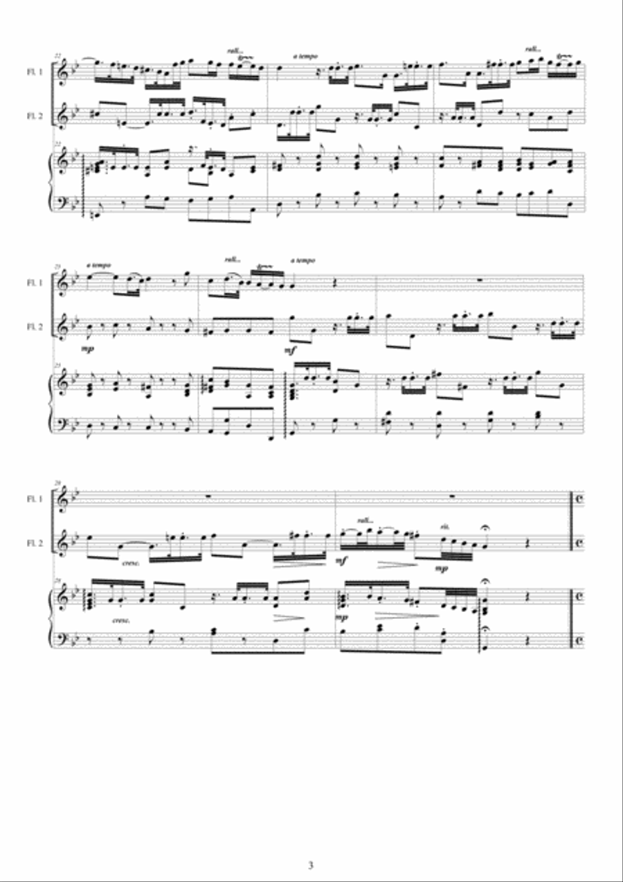 Handel - Concerto in G minor HWV 287 for Two Flutes and Piano - Score and Parts Flute Duet scores gallery preview page 3