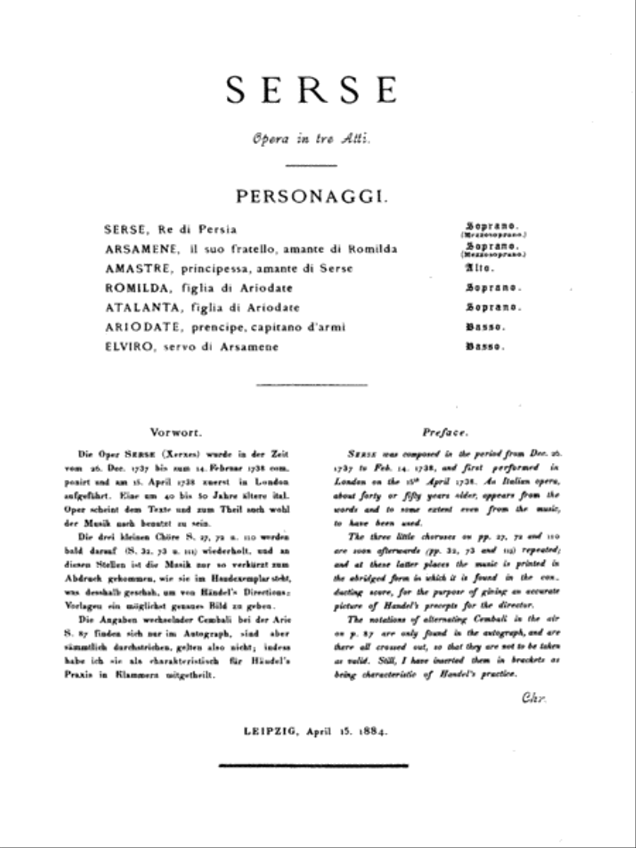 Serse (1738) Voice scores gallery preview page 4