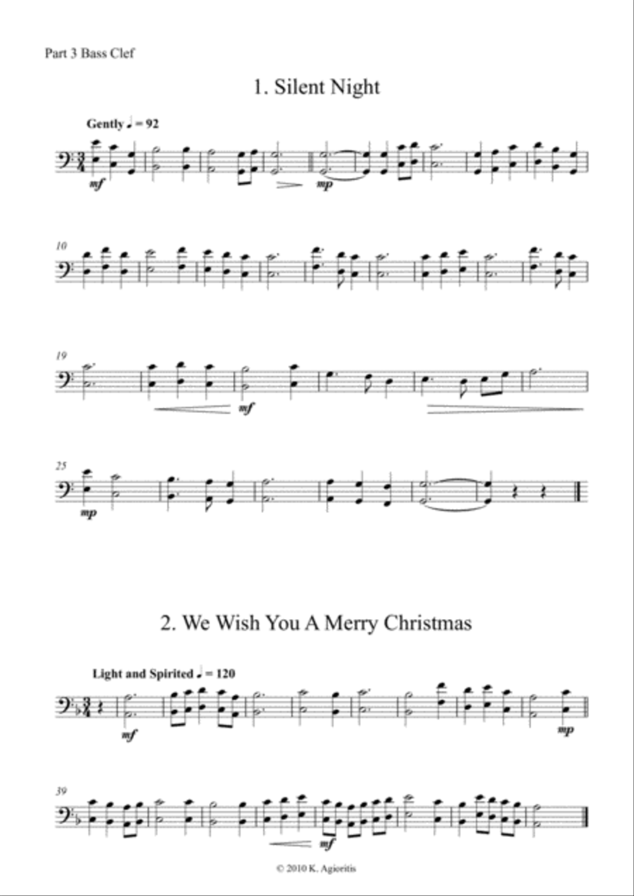 Carols for Four (or more) - Fifteen Carols with Flexible Instrumentation - Part 3 - C Bass Clef Concert Band scores gallery preview page 5
