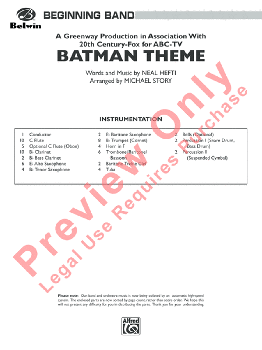 Batman Theme (from the Original TV Series) Concert Band scores gallery preview page 2