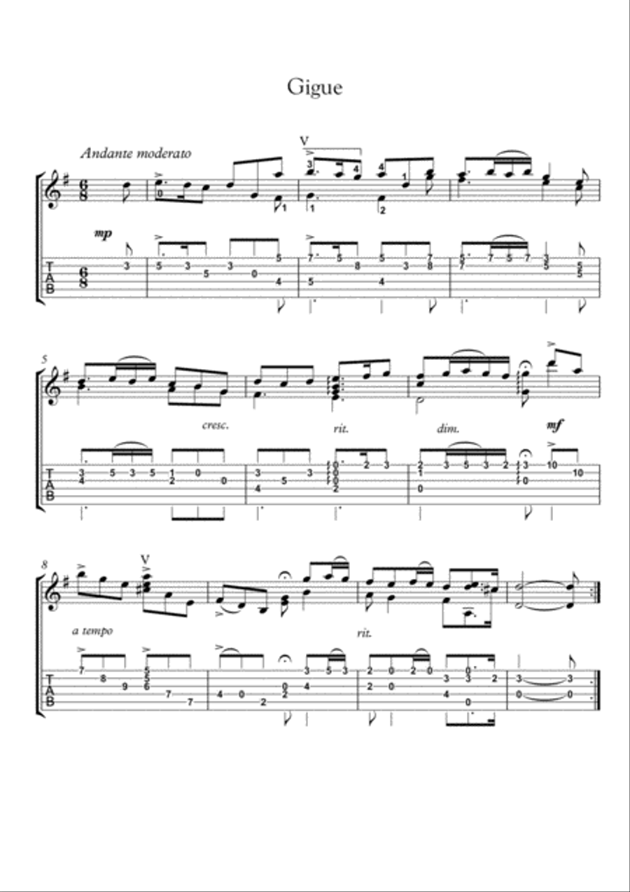 Baroque Guitar Suite 1 byRoncalli Acoustic Guitar scores gallery preview page 6