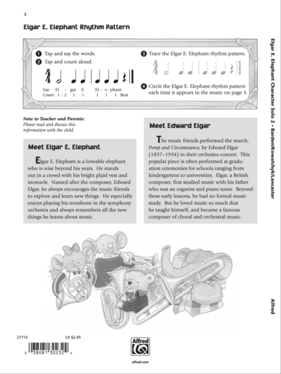 Music for Little Mozarts: Character Solo -- Elgar E. Elephant, Level 2 Piano Method scores gallery preview page 2
