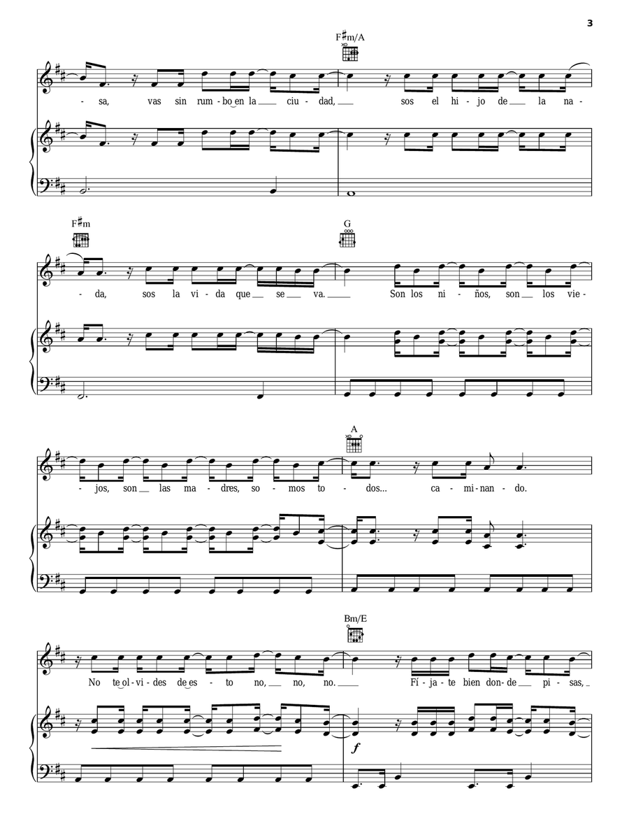 Fijate Bien Fijate Bien Piano, Vocal, Guitar scores gallery preview page 3