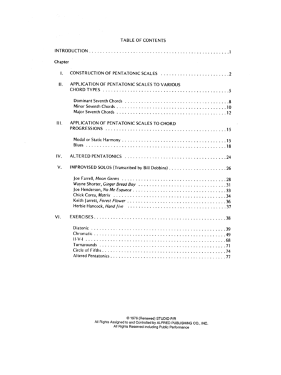 Pentatonic Scales for Jazz Improvisation