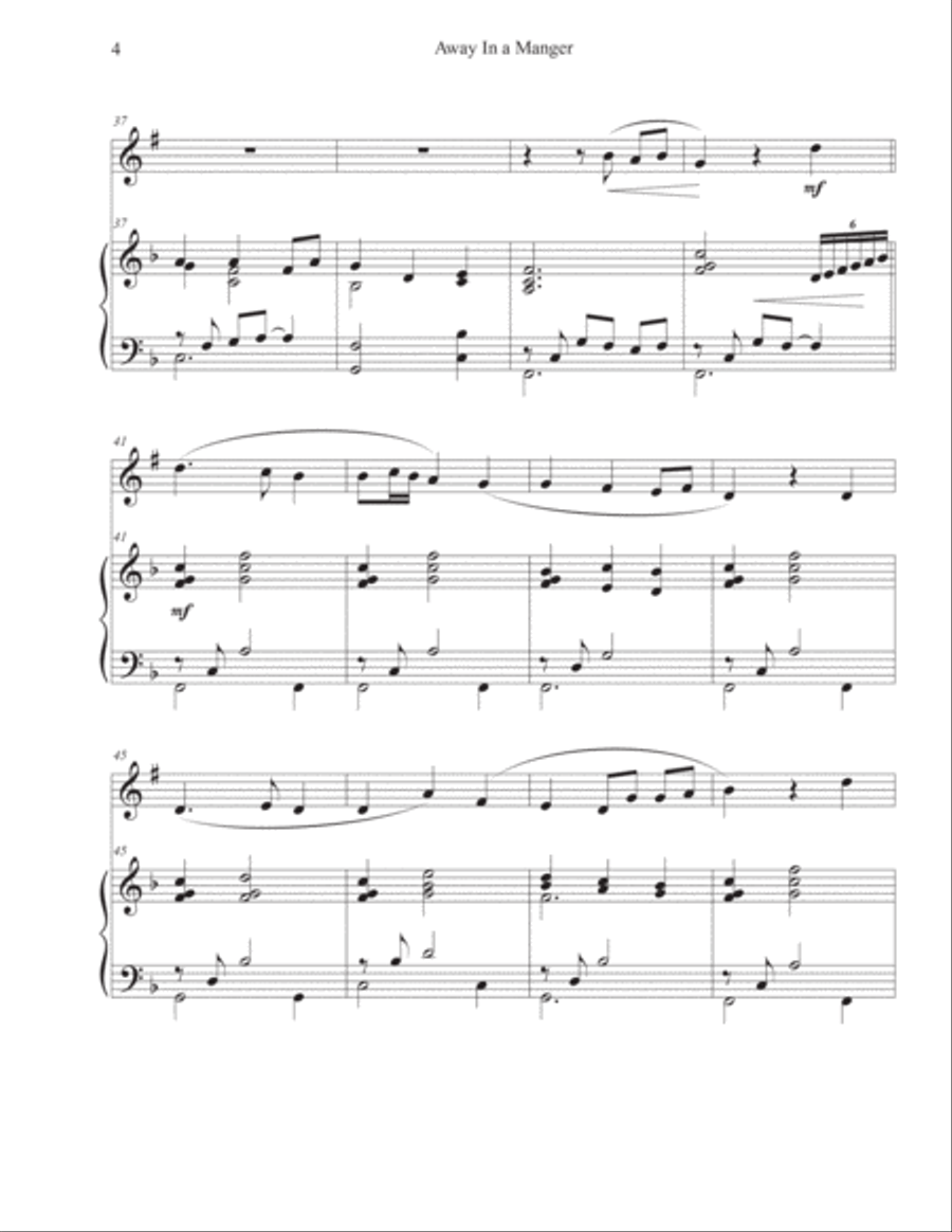 Away In a Manger (Clarinet-Piano) Clarinet Solo scores gallery preview page 4