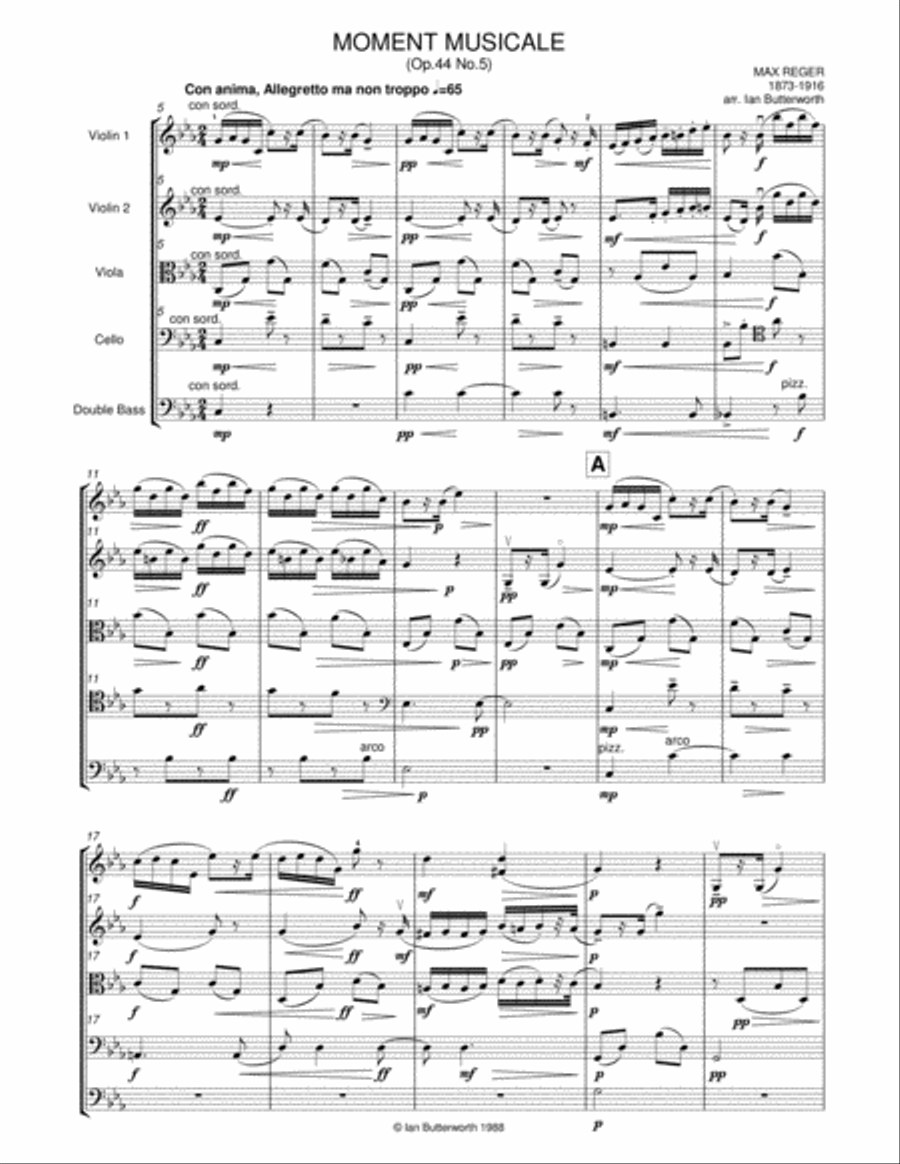 REGER Moment Musicale (from 10 Short Pieces Op.44) for string orchestra String Orchestra scores gallery preview page 2