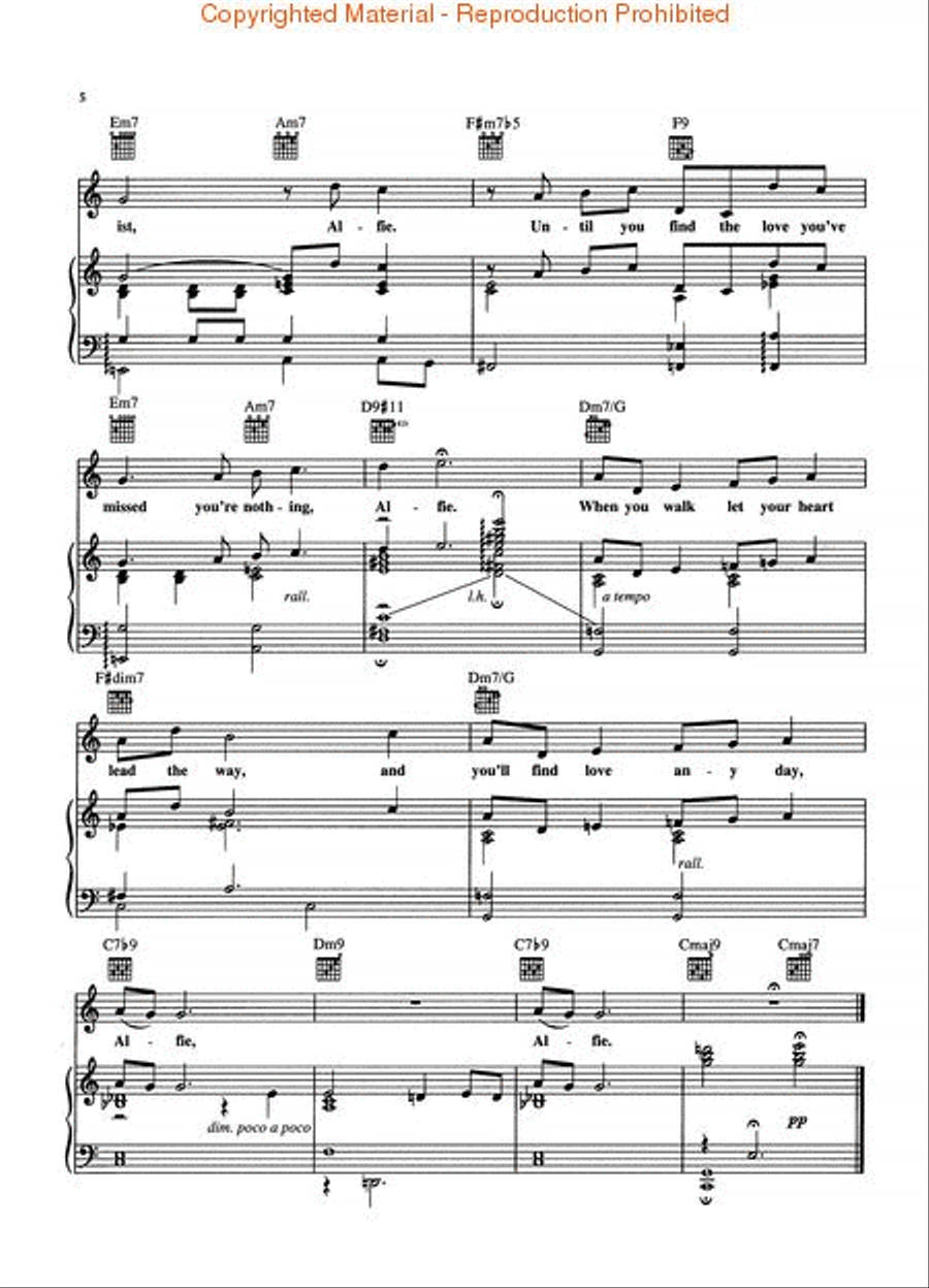 Alfie (Theme From The Paramount Picture, Alfie) Piano, Vocal, Guitar scores gallery preview page 3