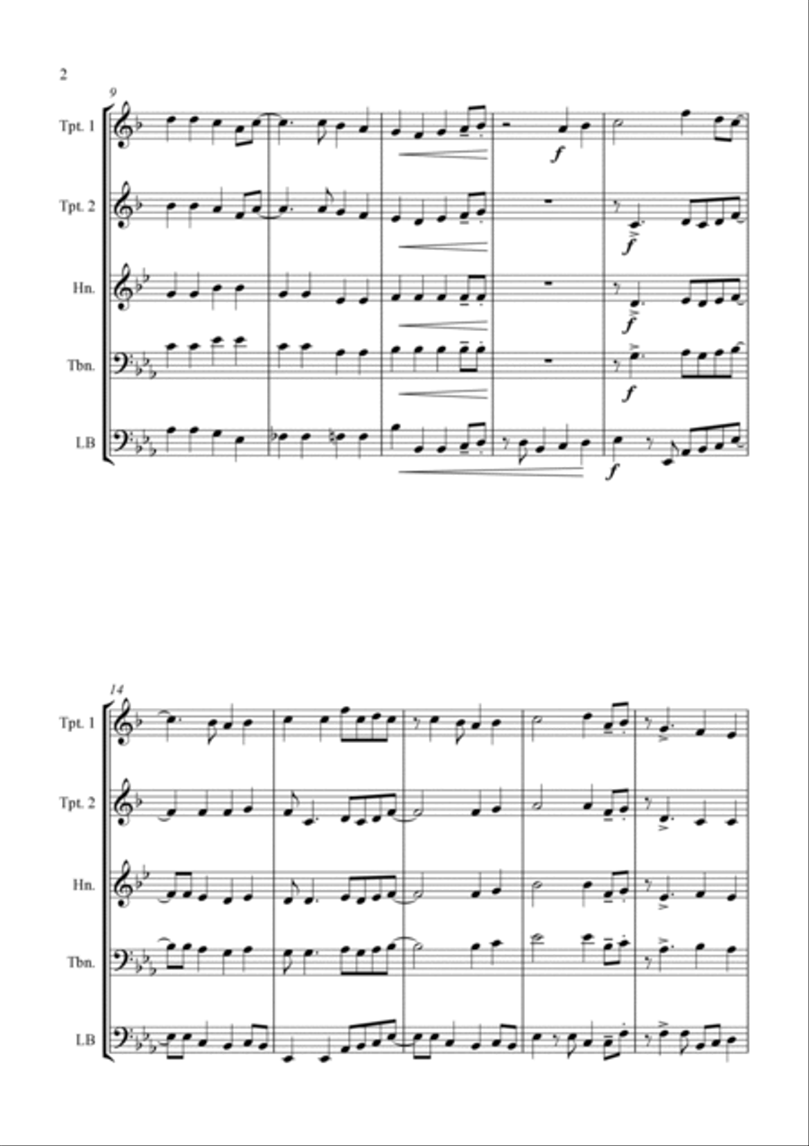 Here We Come A-Wassailing - Jazz Carol for Brass Quartet Brass Quartet scores gallery preview page 4