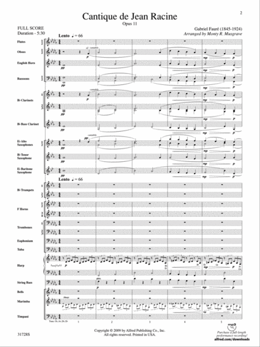 Cantique de Jean Racine Concert Band scores gallery preview page 2